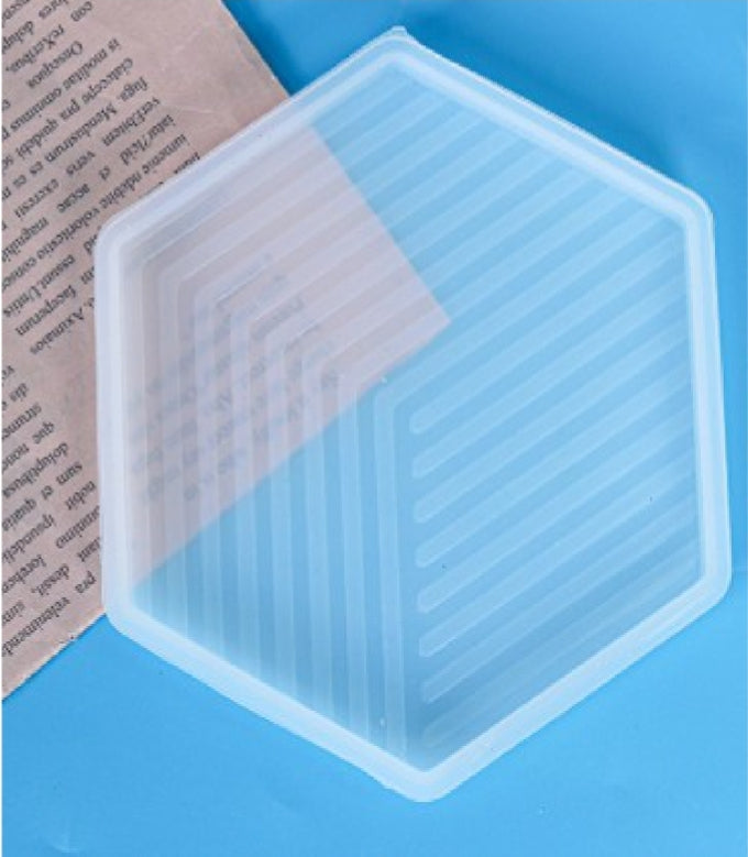 Hexagon Shaped Striped Coaster Mold