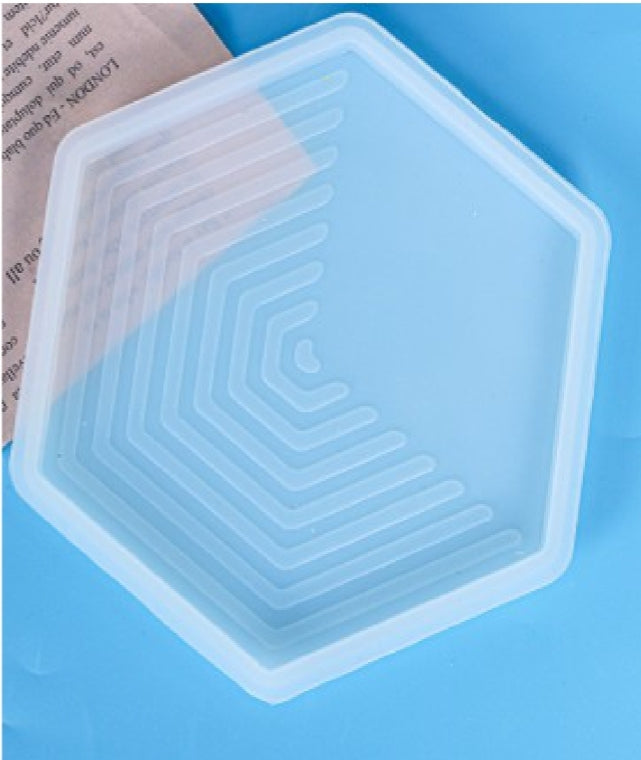 Hexagon Shaped Striped Coaster Mold